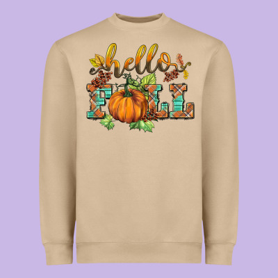 Hello Fall Pumpkin Heavyweight Sweatshirt Designed By Barkaloodesign