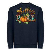 Navy hello fall pumpkin Heavyweight Sweatshirt - BarkalooDesign