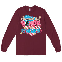 Burgundy Memorial Day honor and remember Long Sleeve Tee - FaDigitalArtStudio