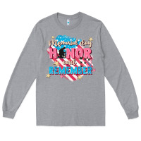 Heather Grey Memorial Day honor and remember Long Sleeve Tee - FaDigitalArtStudio