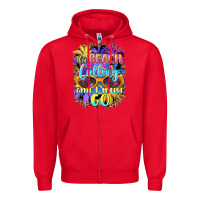 Red the beach is calling and i must go Zipper Hoodie - BarkalooDesign