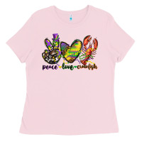 Peace Love Crawfish Mardi Gras Ladies Tee | Teevron