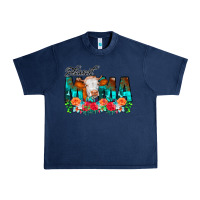 Navy Blessed Mama Flowers Cow Urban Heavy Tee - CowCowDesign