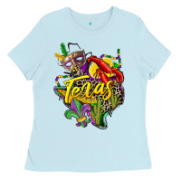 Baby Blue texas map mardi gras Ladies Tee - CowGirlArtShop