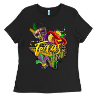 Black texas map mardi gras Ladies Tee - CowGirlArtShop