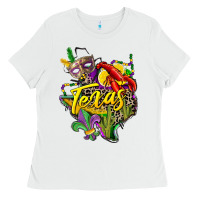 White texas map mardi gras Ladies Tee - CowGirlArtShop