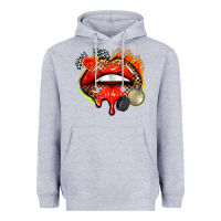 Heather Grey race lips Heavyweight Hoodie - AdoDesignShop