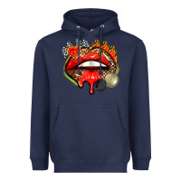 Navy race lips Heavyweight Hoodie - AdoDesignShop