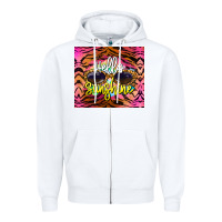 White hello sunshine Zipper Hoodie - BarkalooDesign