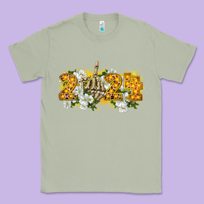 2024 Skeleton Middle Finger New Year Classic Tee Designed By Cowgirlartshop