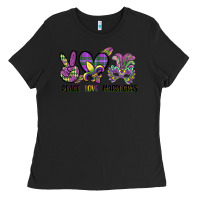 Black peace love mardi gras Ladies Tee - CowGirlArtShop