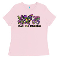 Bubblegum Pink peace love mardi gras Ladies Tee - CowGirlArtShop