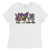 White peace love mardi gras Ladies Tee - CowGirlArtShop