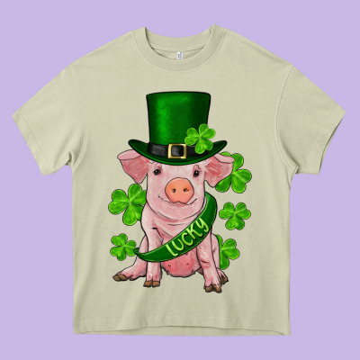 St. Patrick's Day Lucky Baby Pig Heavy Core Tee Designed By Ranaportraitstore