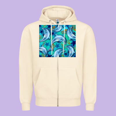 Dolphin Tumbler Zipper Hoodie Designed By Barkaloodesign
