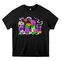 Black Halloween Coffee Cups Heavy Core Tee - texasbilliewilder