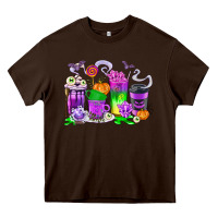 Chocolate Brown Halloween Coffee Cups Heavy Core Tee - texasbilliewilder
