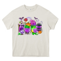 Cream Halloween Coffee Cups Heavy Core Tee - texasbilliewilder