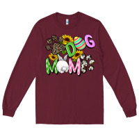 Burgundy Dog mom Easter Mother's Day Long Sleeve Tee - FaDigitalArtStudio
