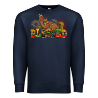 Navy blessed afro woman hands Premium Sweatshirt - AdoDesignShop