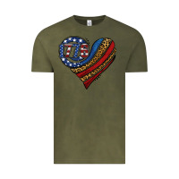 Vintage Olive american western leopard flag heart Vintage Tee - Jasminsmagicworld