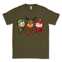 Army Green christmas reindeer polar bear snowman Classic Tee - CowGirlArtShop