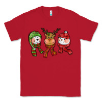 Red christmas reindeer polar bear snowman Classic Tee - CowGirlArtShop