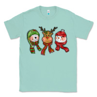 Seafoam christmas reindeer polar bear snowman Classic Tee - CowGirlArtShop
