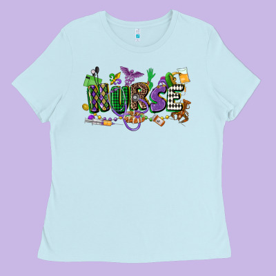 Nurse Mardi Gras Ladies Tee Designed By Cowgirlartshop