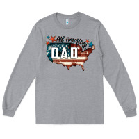 Heather Grey All american dad Long Sleeve Tee - FaDigitalArtStudio