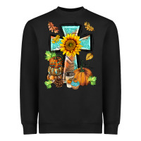 Black western thankful cross pumpkin Heavyweight Sweatshirt - BarkalooDesign