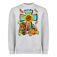 Heather Grey western thankful cross pumpkin Heavyweight Sweatshirt - BarkalooDesign