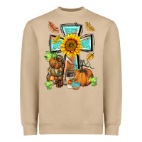 Western Thankful Cross Pumpkin Heavyweight Sweatshirt | Teevron