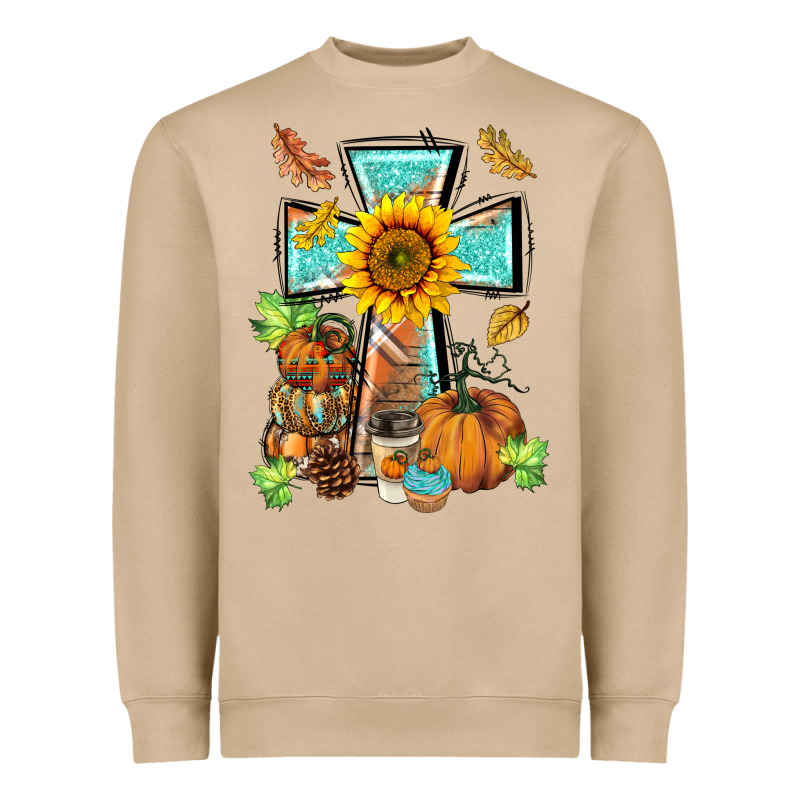 Western Thankful Cross Pumpkin Heavyweight Sweatshirt by BarkalooDesign | Teevron
