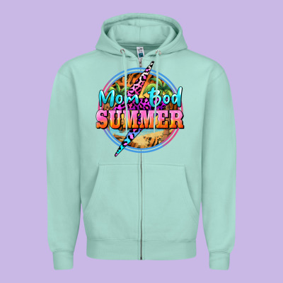 Mom Bod Summer Zipper Hoodie Designed By Barkaloodesign