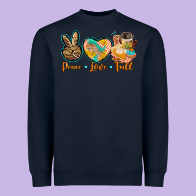 Peace Love Fall Heavyweight Sweatshirt Designed By Barkaloodesign