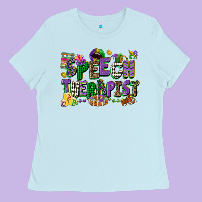 Speech Therapist Mardi Gras Cowgirl Ladies Tee Designed By Cowgirlartshop