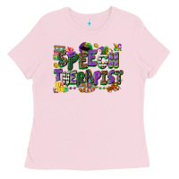 Bubblegum Pink speech therapist mardi gras cowgirl Ladies Tee - CowGirlArtShop