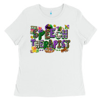 White speech therapist mardi gras cowgirl Ladies Tee - CowGirlArtShop