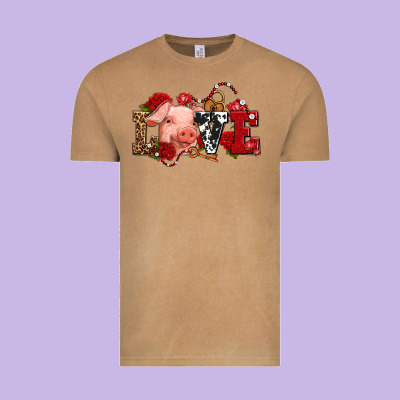 Love With Pig Olivia Vintage Tee Designed By Oliviacreatesart