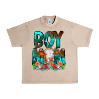 French Oak Boy Mom Flowers Cow Urban Heavy Tee - CowCowDesign