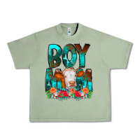 Oil Green Boy Mom Flowers Cow Urban Heavy Tee - CowCowDesign