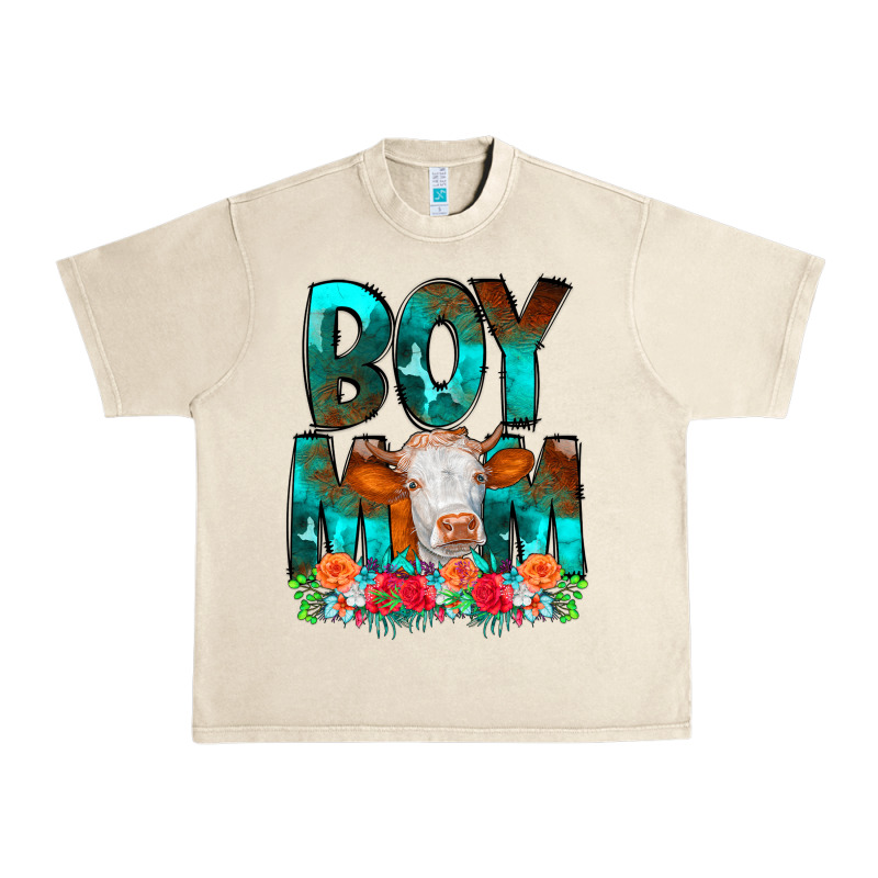 Boy Mom Flowers Cow Urban Heavy Tee by CowCowDesign | Teevron