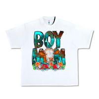 White Boy Mom Flowers Cow Urban Heavy Tee - CowCowDesign