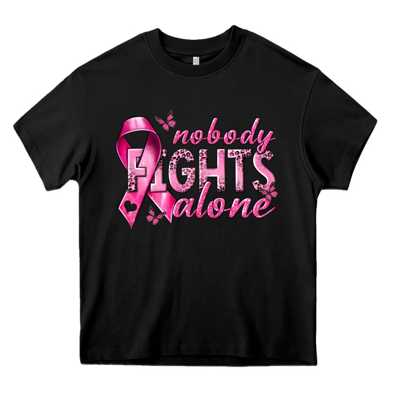 Nobody Fights Alone Cancer Heavy Core Tee by NancyCooperArtShop | Teevron