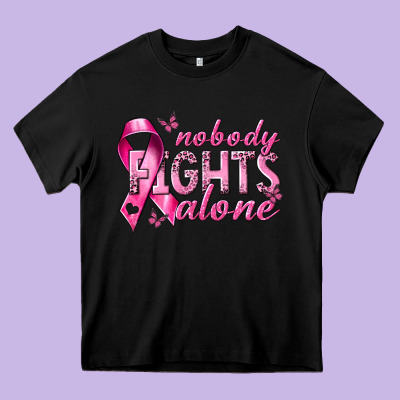 Nobody Fights Alone Cancer Heavy Core Tee Designed By Nancycooperartshop