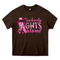 Chocolate Brown nobody fights alone cancer Heavy Core Tee - NancyCooperArtShop