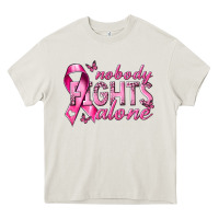 Cream nobody fights alone cancer Heavy Core Tee - NancyCooperArtShop
