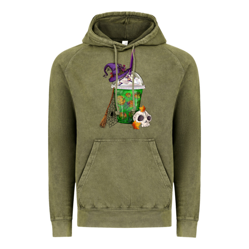 Halloween Spooky Pumpkins Frappe Vintage Hoodie by FaDigitalArtStudio | Teevron