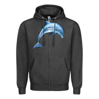 Charcoal Heather dolphin Zipper Hoodie - BarkalooDesign